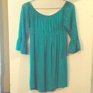 Ladies lace turquoise western dress. So cute!